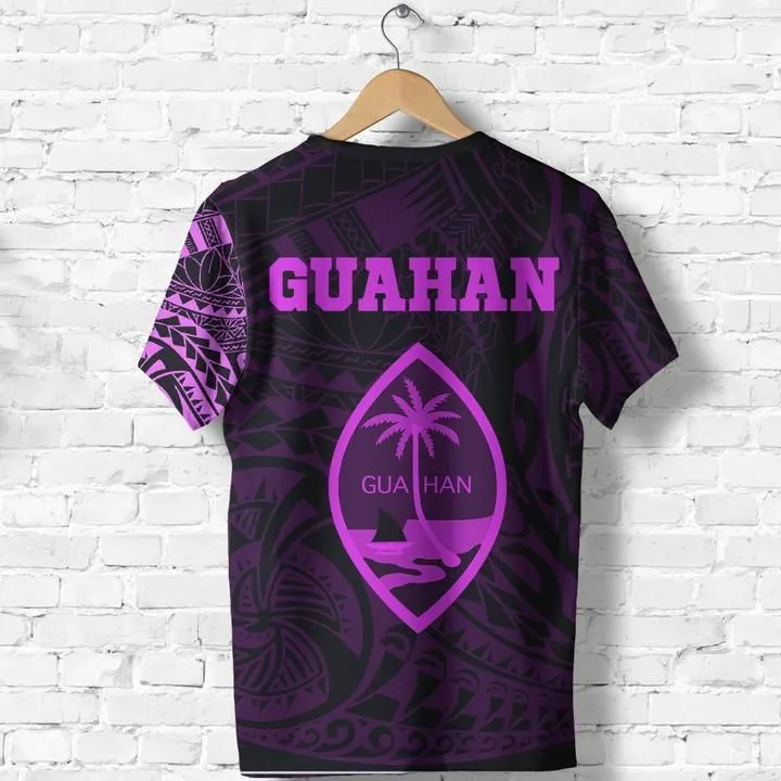 Guahan T-Shirt - Guahan Coat Of Arms Polynesian Tattoo Style Pink - A7