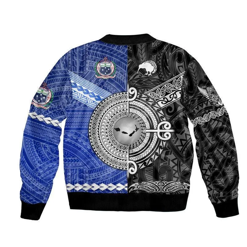 Samoa and New Zealand Bomber Jacket Together Black LT8