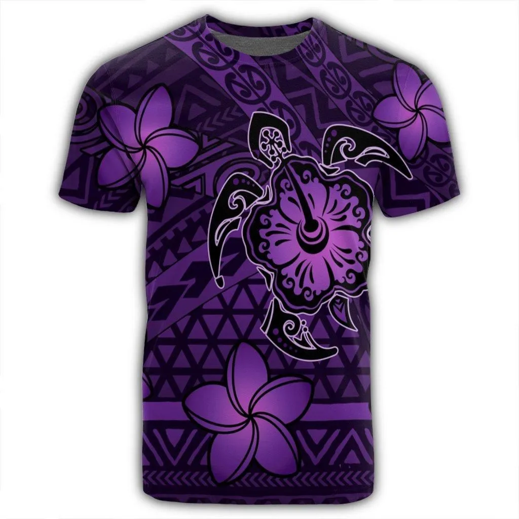 Hawaii Mix Polynesian Turtle Plumeria T-Shirt - AH - Nick Style - Purple