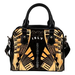 Society Islands Shoulder Handbag - Polynesian Tattoo Gold