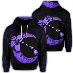 Alohawaii Hoodie - Hawaiian Map Hibiscus Turtle Polynesian Moon Hoodie Purple - AH - JR