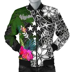 Kosrae Men Bomber Jacket - Turtle Plumeria Banana Leaf - BN11