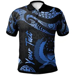 Pohnpei Micronesia Custom Personalised Polo Shirt - Poly Tattoo Blue Version