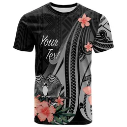 Papua New Guinea Personalised Custom T shirt - Polynesian Hibiscus Pattern Style