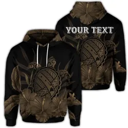 (Personalised) Hawaiian Map Turtle Hibiscus Polynesian Hoodie - Gold