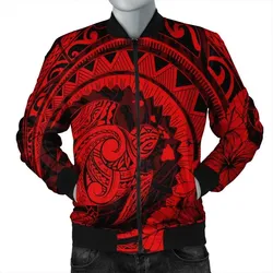 FamilyGaterJacket - Hawaiian Kanaka Honu Map Hibiscus Globular Polynesian Red Bomber Jacket - AH - JR