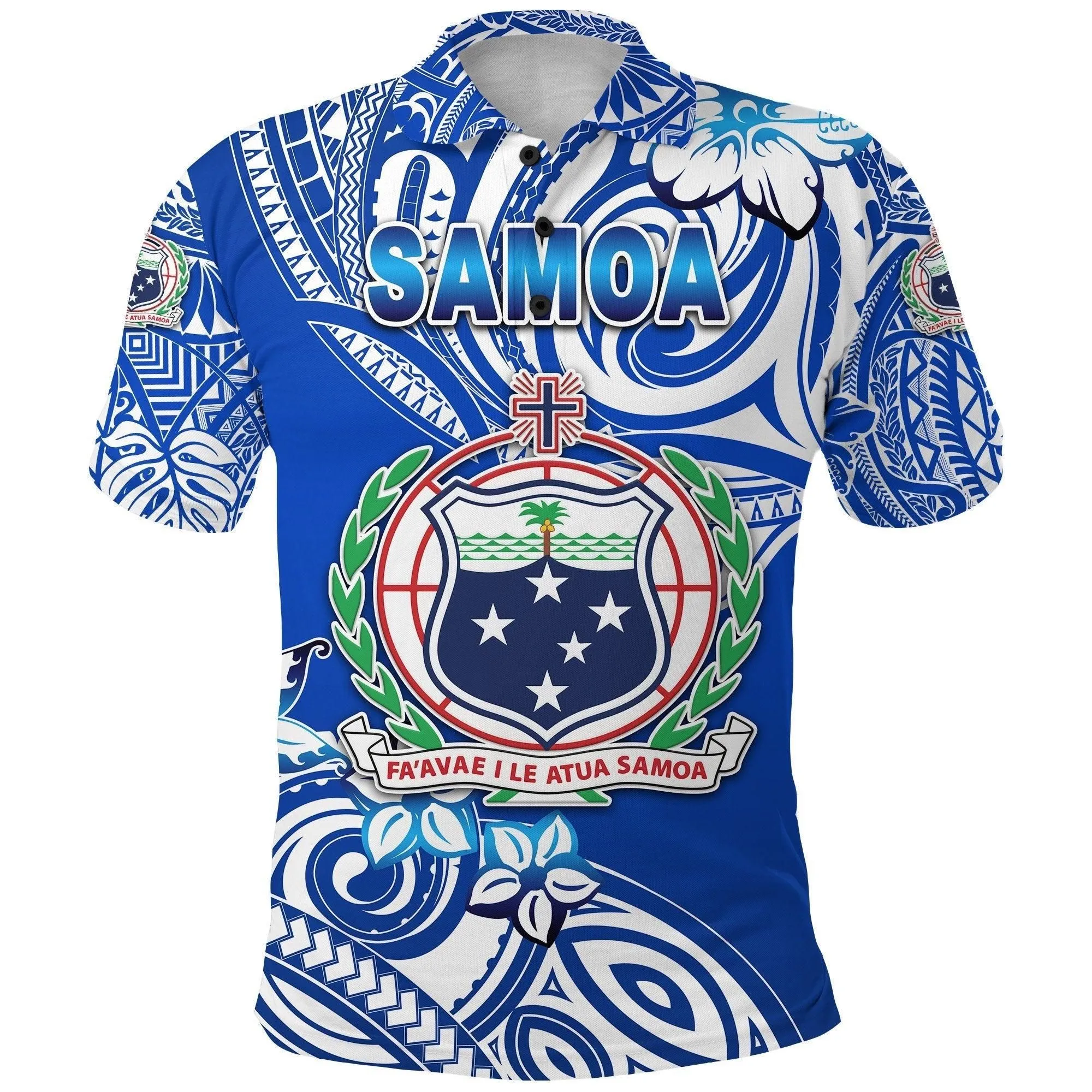 (Custom Personalised) Manu Samoa Rugby Polo Shirt Unique Vibes Coat Of Arms - White, Custom Text And Number