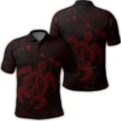 Alohawaii Shirt - Hawaiian Map Kanaka Hibiscus Turtle Red Polynesian Polo Shirt - AH - J4R