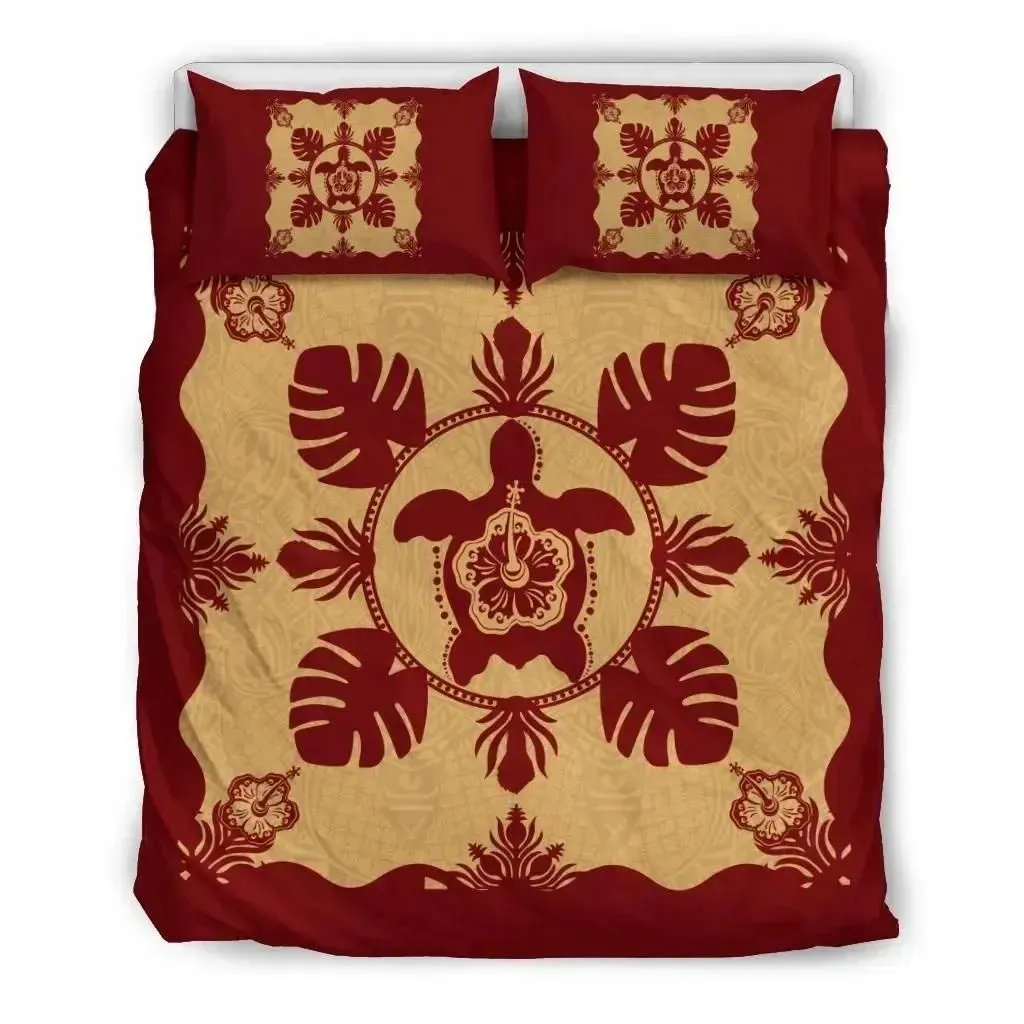 FamilyGater Bedding Set - Cover and Pillow Cases Hawaiian Turtle Hibiscus Monstera  Polynesian - AH J2