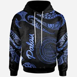 Palau Polynesian Hoodie - Poly Tattoo Blue Version