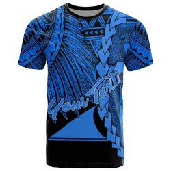 Tokelau Polynesian Custom Personalised T shirt - Tribal Wave Tattoo Blue
