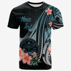 Marshall Islands Personalised Custom T shirt - Turquoise Polynesian Hibiscus Pattern Style