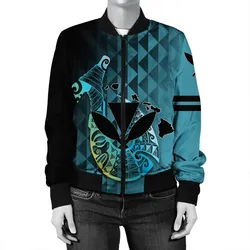 (Personalized) Hawaiian - Kanaka Fish Hook Womens Bomber Jacket - Diamond Style