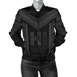 Hawaiian Kanaka Polynesian Womens Bomber Jacket Active Grey