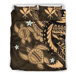 Hawaii Bedding Set - Hawaii Polynesian Turtle Hibiscus Bedding Set - Gold