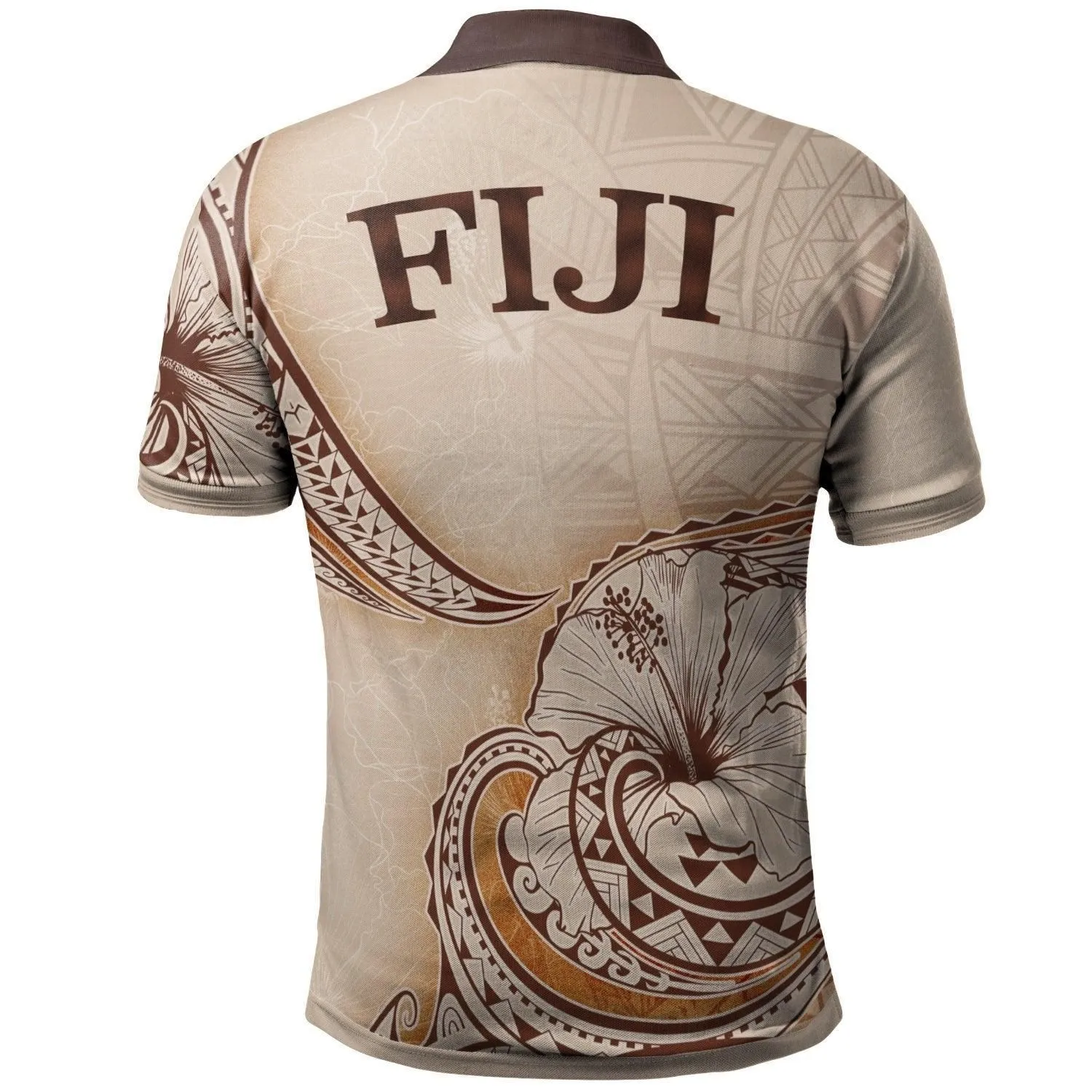 Fiji Polo Shirt - Hibiscus Flowers Vintage Style