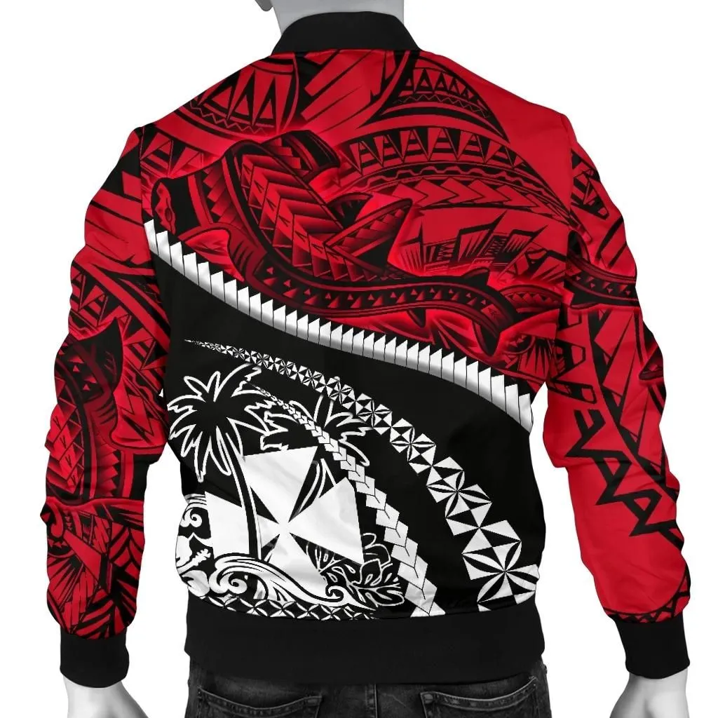 Wallis and Futuna Tapa Men's Bomber Jacket Polynesian Shark Tattoo K4
