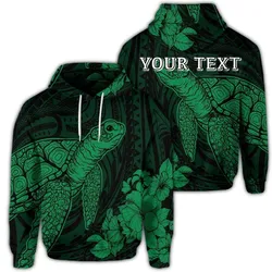 (Personalised) Hawaiian Hibiscus Memory Turtle Polynesian Hoodie Green - AH