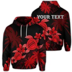(Personalised) Hawaii Turtle Plumeria Coconut Tree Polynesian Hoodie - Red