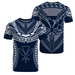 Alohawaii Tee - Hawaiian Kanaka Map Football Jersey T-Shirt - Blue And White - Roger Style - AH - J2