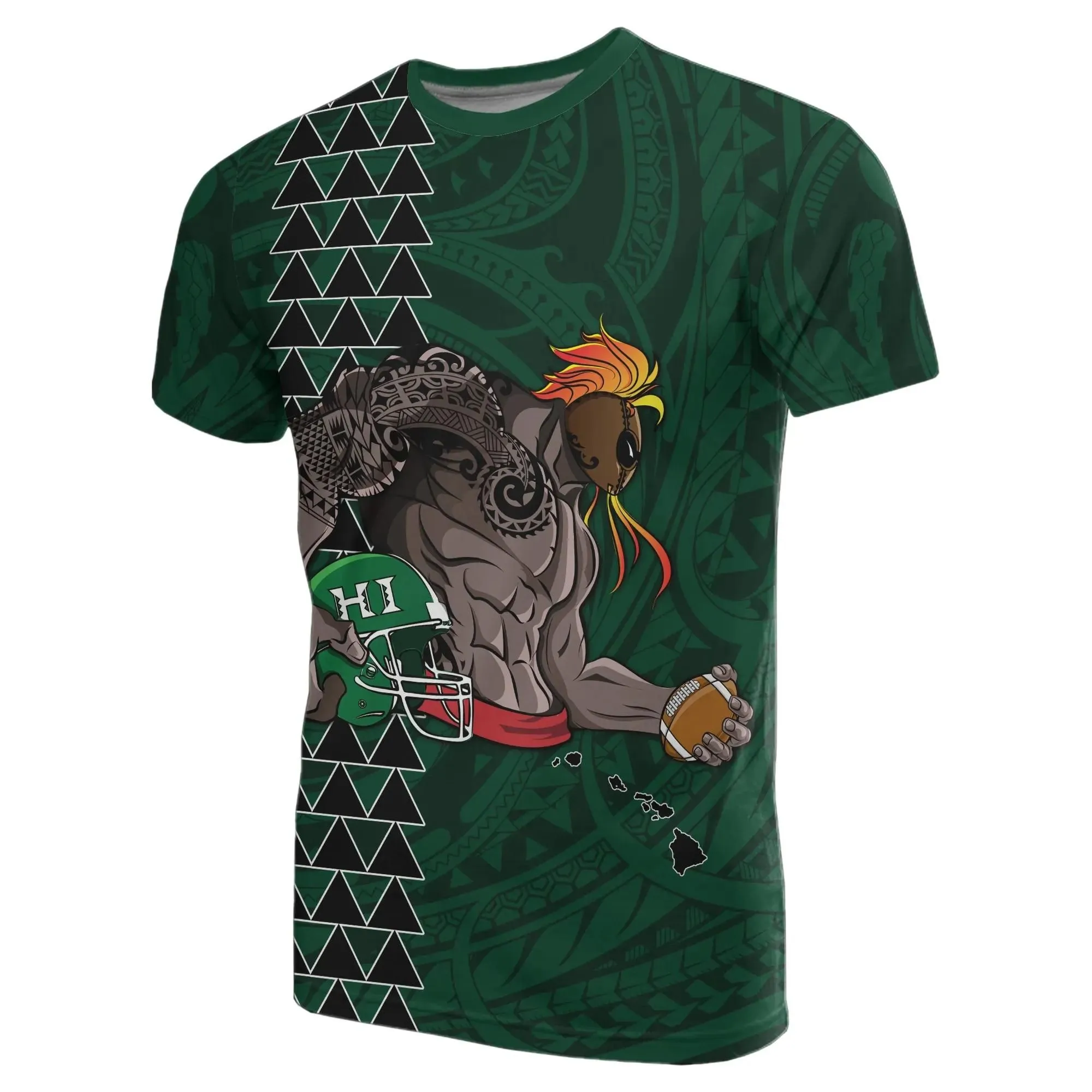 Alohawaii Tee - Polynesian Kakau Hawaii Warrior Football T-Shirt - AH - J1