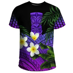 Hawaii T-Shirts, Polynesian Tiki Plumeria Banana Leaves Purple A02