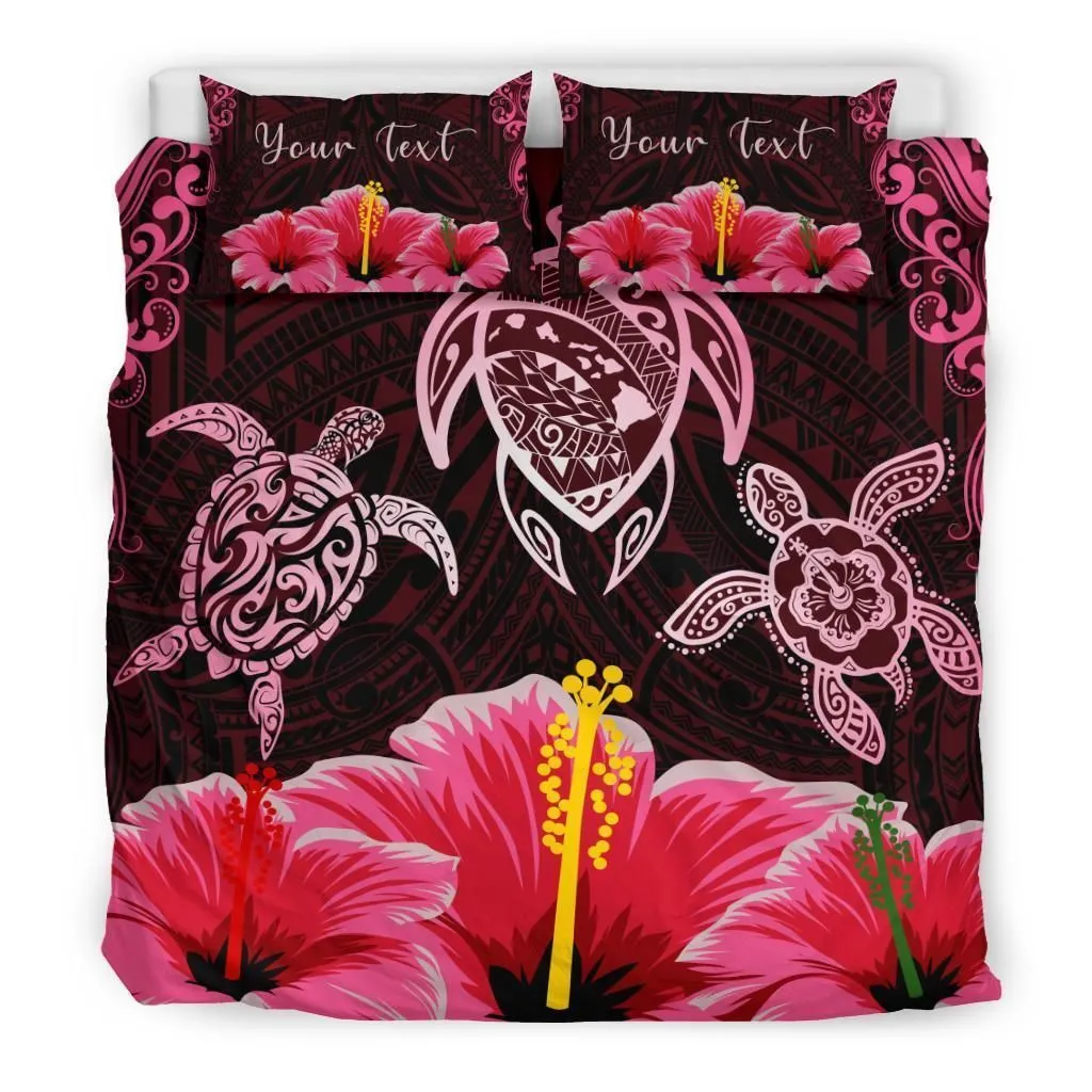 Hawaii Map Turtle Hibiscus Polynesian Luxury Fp Personalized Name Bedding Set Bevrak
