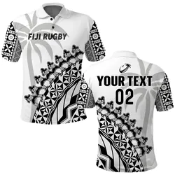Custom Text And Number Fiji Rugby Polo Shirt Fijian Cibi Dance Tapa Pattern White LT14
