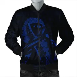 Alohawaii Jacket - Hawaiian Map Heart Ribbon Cancer Hibiscus Blue Polynesian Bomber Jacket - AH - J4R