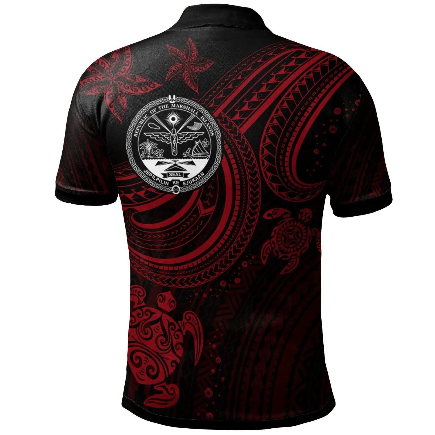 Marshall Islands Custom Personalised Polo Shirt - Coat Of Arm with Red Turtle