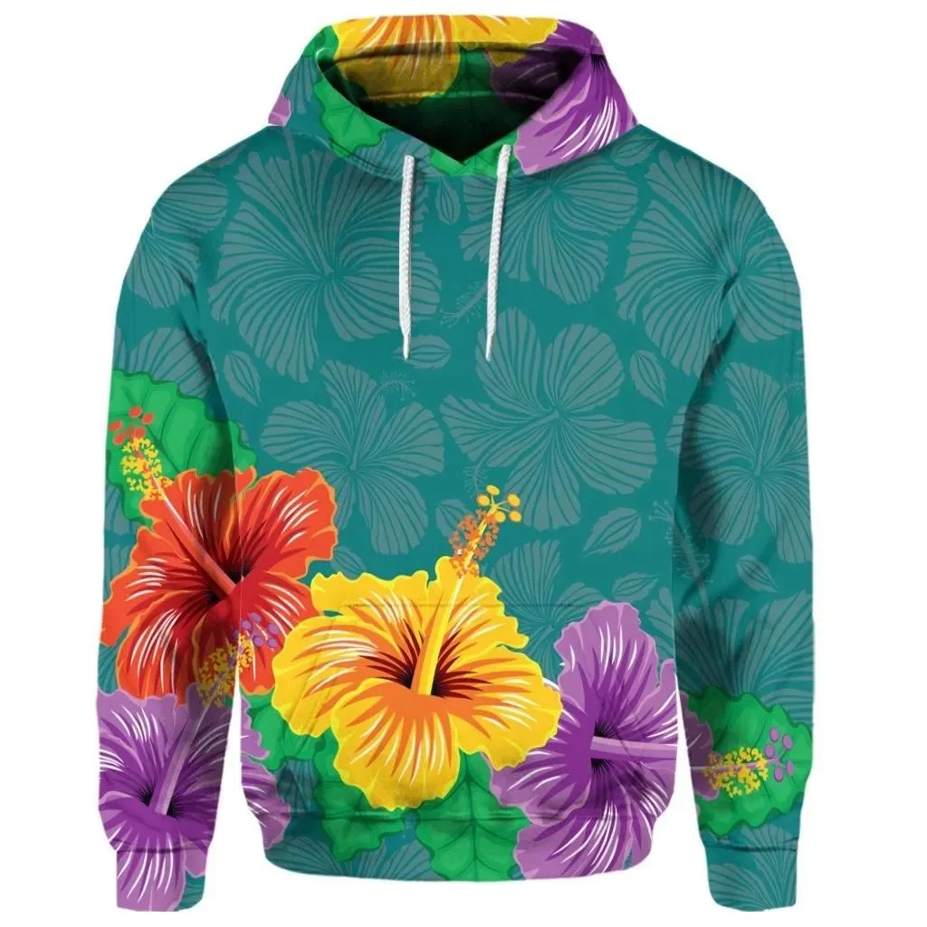 Alohawaii Hoodie - (Personalised) Hawaiian Colorful Hibiscus Polynesian Hoodie - AH - JR