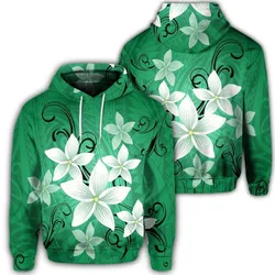 Hawaiian Plumeria Polynesian Hoodie - Green