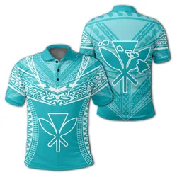 Hawaiian Kanaka Map Football Jersey Polo Shirt - Cyan - Roger Style - AH
