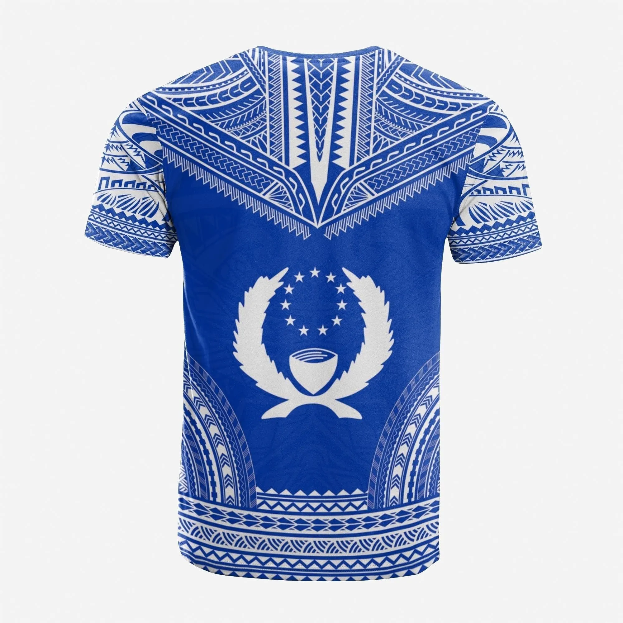 Pohnpei Custom Personalised T shirt - Pohnpei Flag Polynesian Chief Tattoo Blue Version
