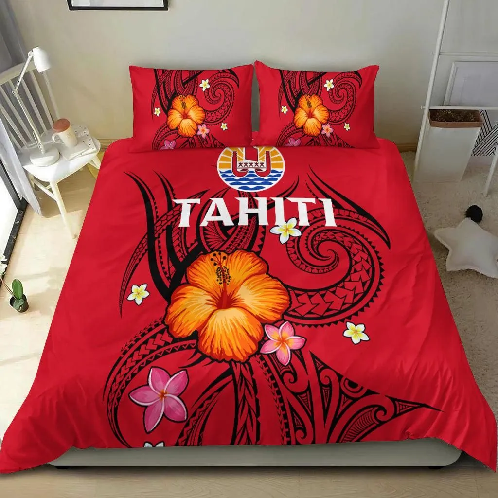 French Polynesia Bedding Set - Hibiscus With Tribal - LT12