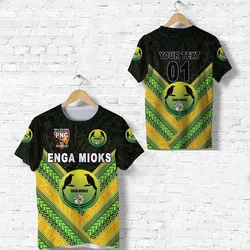 (Custom Personalised) Papua New Guinea Enga Mioks T Shirt Rugby Original Style - Black, Custom Text And Number LT8