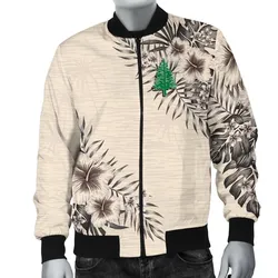 Norfolk Island Mens Bomber Jacket - The Beige Hibiscus