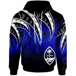 Guam Tropical Leaf Gradient Blue Unique 3D Printed Sublimation Hoodie Hooded Sweatshirt Comfy Soft And Warm For Men Women S to 5XL CTC16012533