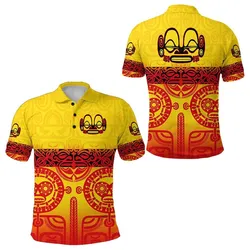 Marquesas Islands Polo Shirt Marquesan Tattoo Special Style - Gradient Yellow LT8