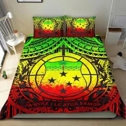 Samoa Bedding Set - Samoa Coat Of Arm, Polynesian Tattoo (Reggae)
