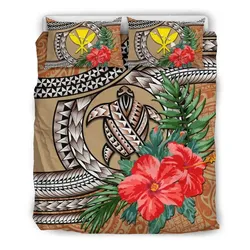 Kanaka Maoli (Hawaiian) Bedding Set - Polynesian Turtle Hibiscus Orange A24
