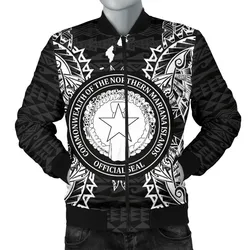 Northern Mariana Islands Polynesian Mens Bomber Jacket Map Black