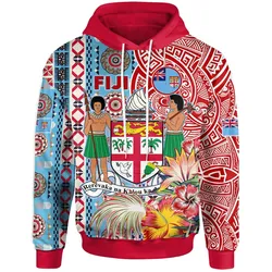 Fiji Polynesian Hoodie - Custom Fiji Coat of Arms With Tapa Patterns And Tribal Hibiscus Hoodie