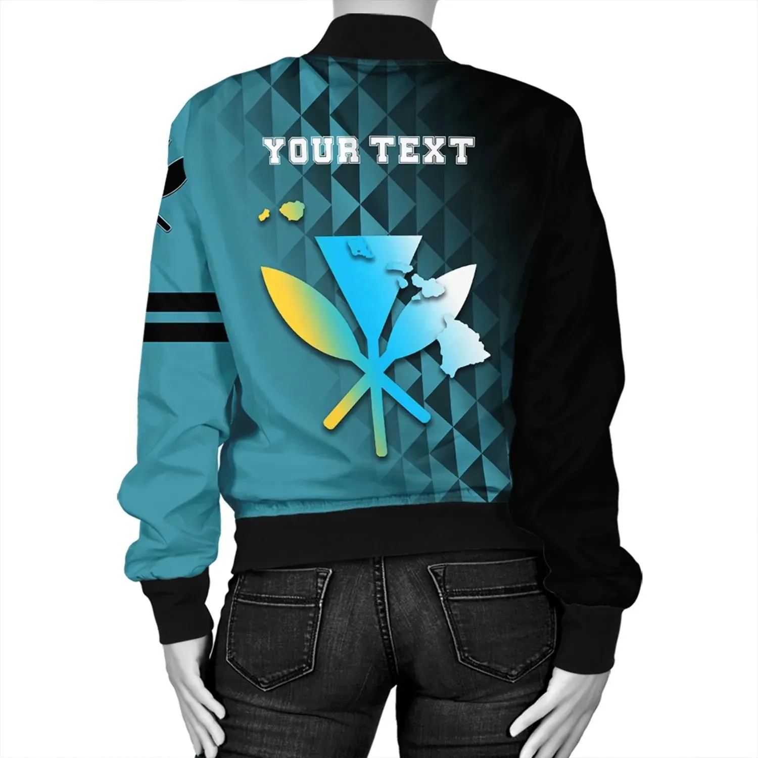 Alohawaii Jacket - Personalized Kanaka Fish Hook Womens Bomber Jacket - Diamond Style - AH - JH