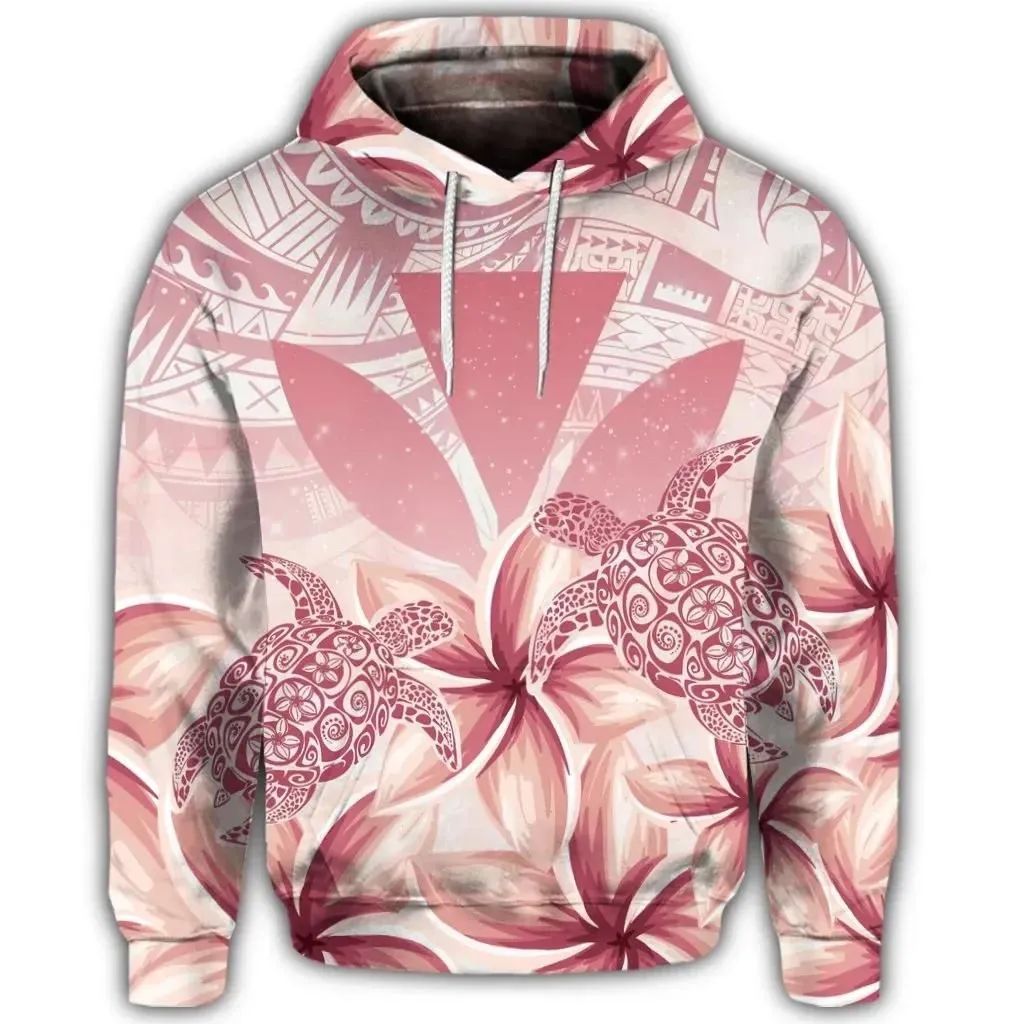 Alohawaii Hoodie - Hawaiian Turtle Kanaka Plumeria Polynesian Hoodie Pink - AH - J4R