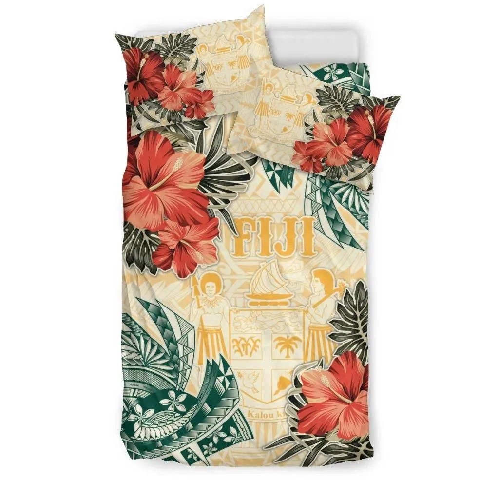 Alohawaii Bedding Set - Cover and Pillow Cases Fiji - Polynesian Hibiscus Flowers - BN15