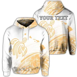 (Personalised) Hawaii Turtle Polynesian Map Plumeria White Background Hoodie - AH