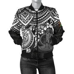Vanuatu Polynesian Bomber Jacket (Women) - White Turtle - BN1518