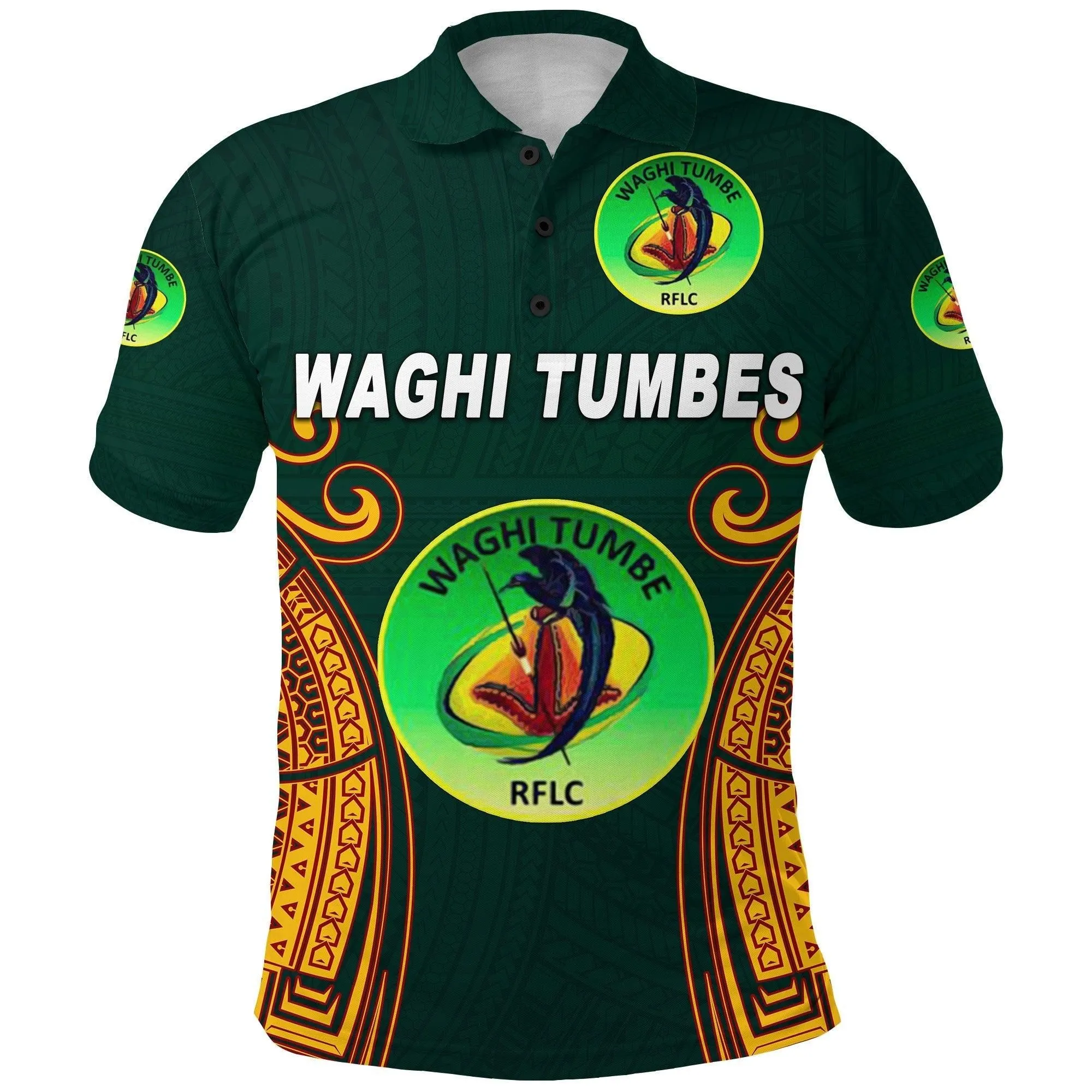 Papua New Guinea Waghi Tumbes Polo Shirt Rugby Green LT8