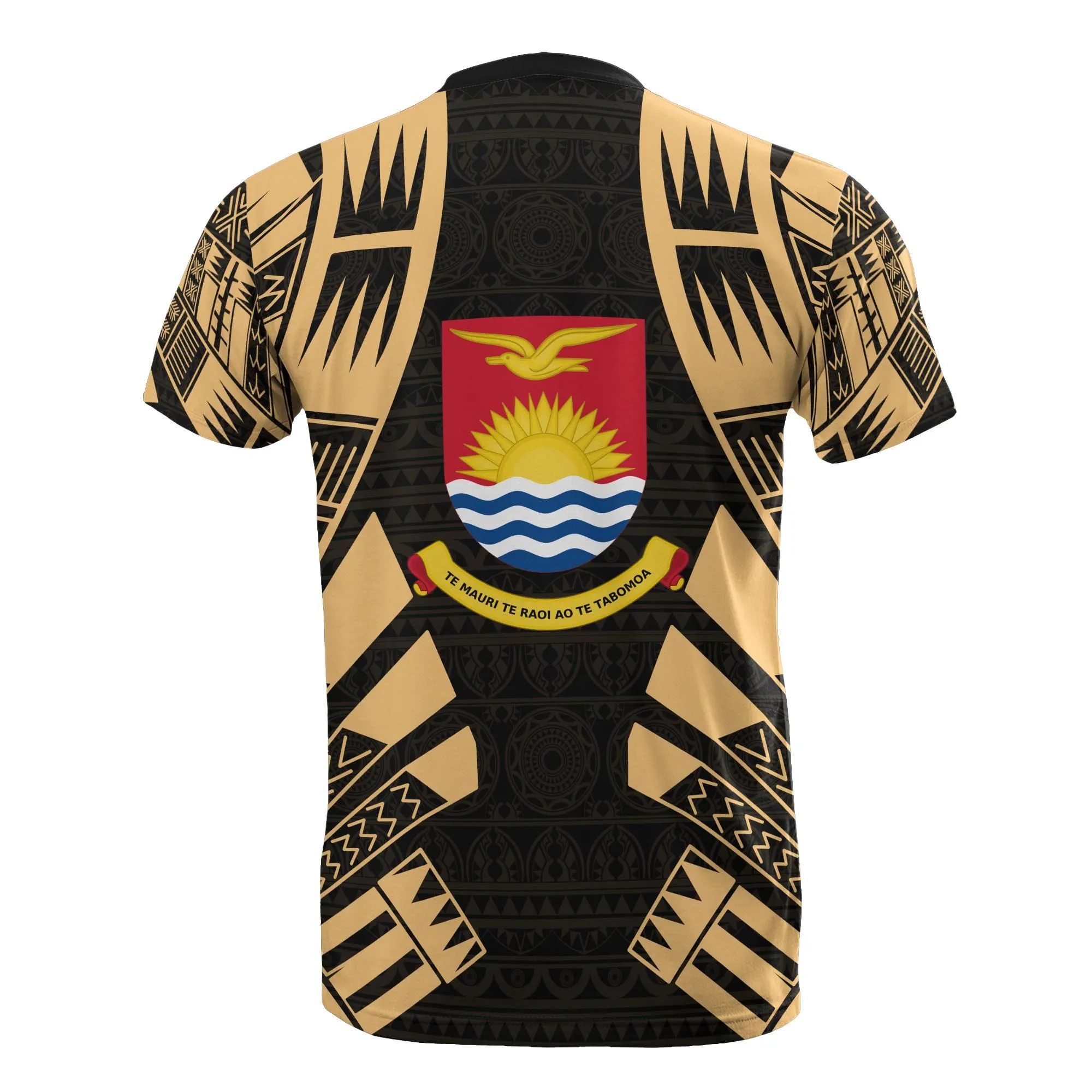 Kiribati T Shirt - Kiribati Coat Of Arms Polynesian Tattoo Gold Style